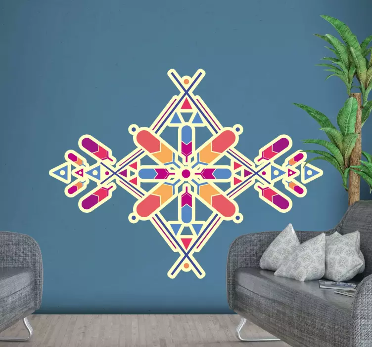 ľudový ornament kvetinová samolepka na stenu - Tenstickers