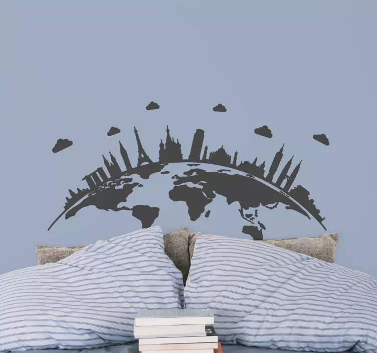 Mapa sveta s historickou pamiatkou - Tenstickers