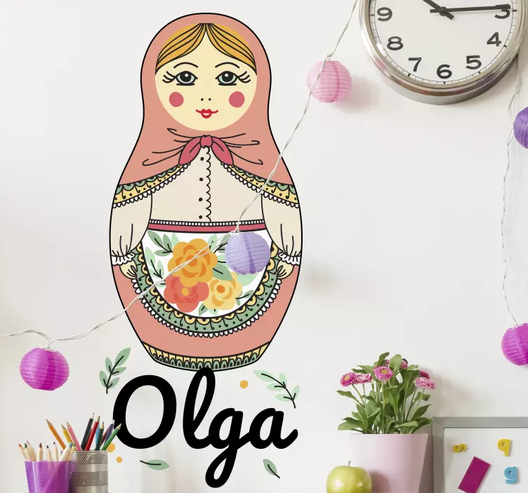 Nálepka matryoshka s názvom hračka - Tenstickers