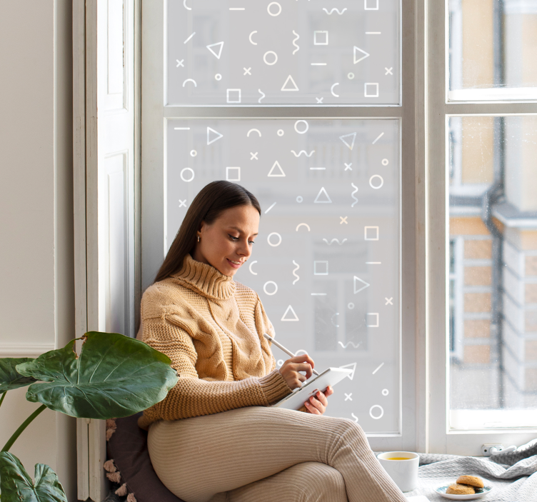 Minimalistický vzor s nálepkou na okno s tvarmi - Tenstickers