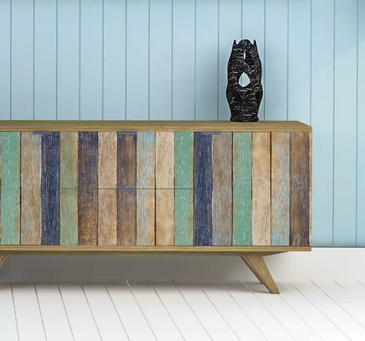 Nálepka s modrým letným dreveným nábytkom - Tenstickers