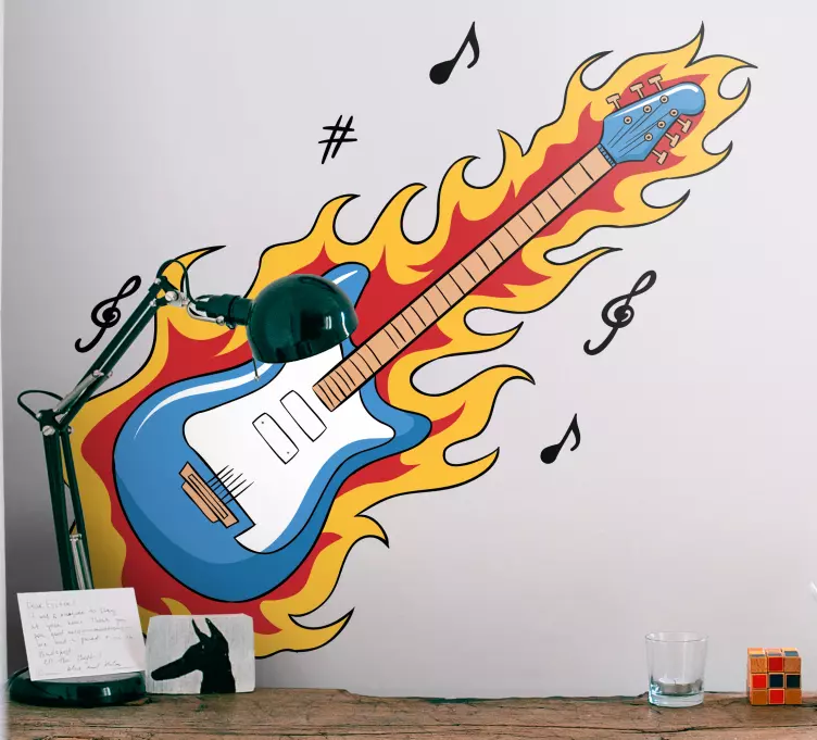 Modrá vinylová Nálepky na gitarový rock - Tenstickers