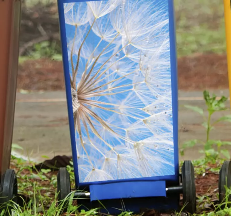 Modré pozadie nálepky na kontajner s púpavou - Tenstickers