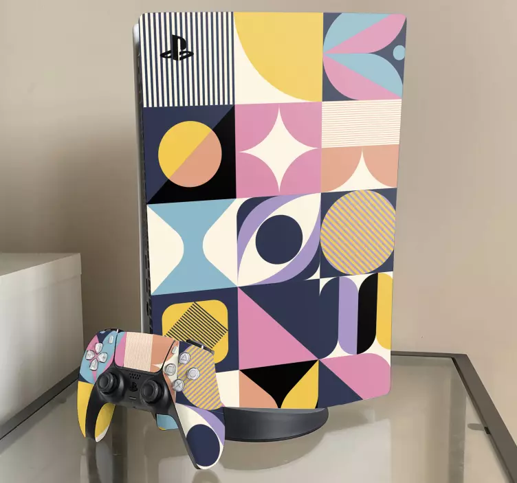 Multi postavy maľovanie geometrické umenie ps5 obtisk - Tenstickers