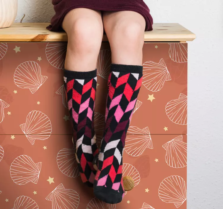 Nálepka na nábytok s mušľami a hviezdami - Tenstickers