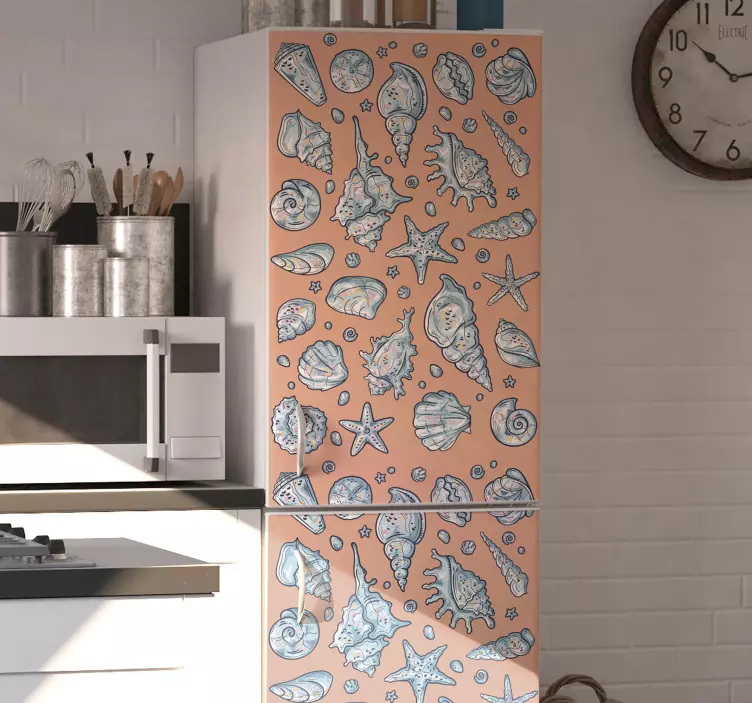 štítok chladničky s mušľami - Tenstickers