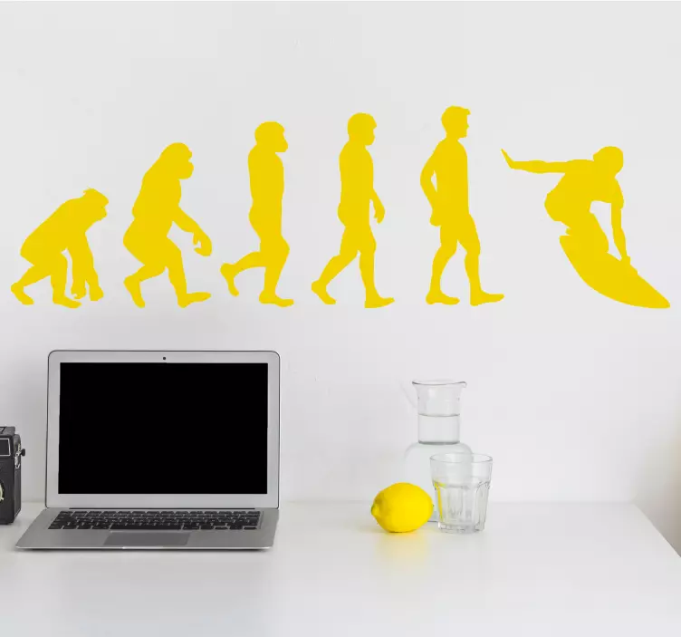 Surfová nálepka jednofarebná evolučná postava - Tenstickers