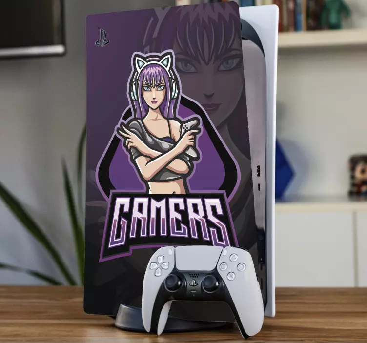 Nálepka gamer girl ps5 - Tenstickers