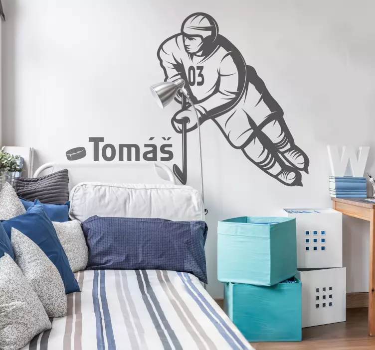Hokejová nálepka na stenu s menom - Tenstickers