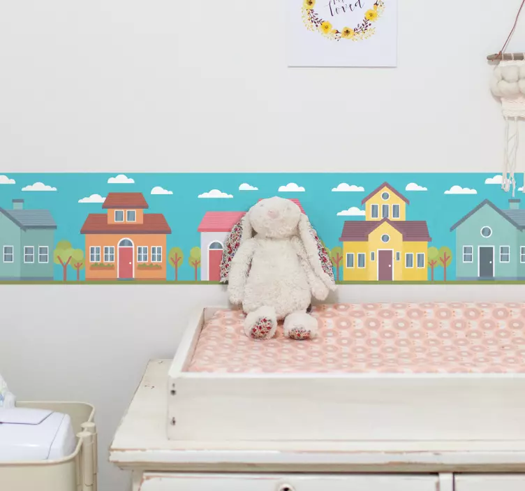 Nálepka na stenu s pastelovými domami - Tenstickers