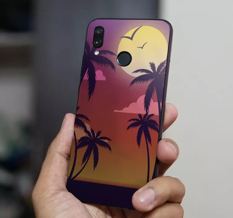 Nálepka Huawei tropická krajina západu slnka - Tenstickers