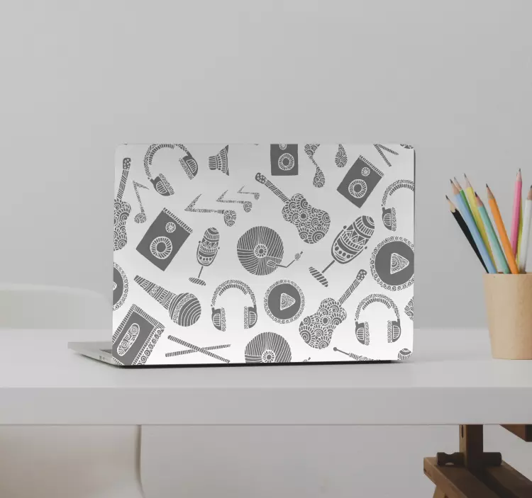 Hudobný vzor v koži mandaly v štýle laptopu - Tenstickers