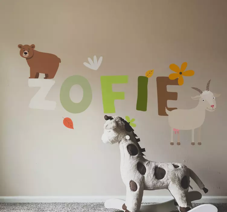 Nálepka s menom a zvieratkami - Tenstickers