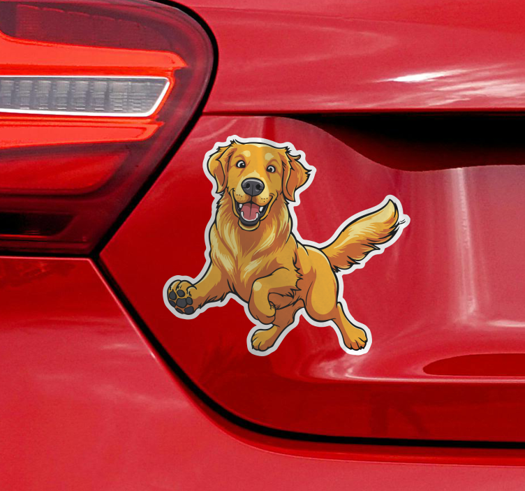 Nálepka na auto hravý zlatý retriever - Tenstickers