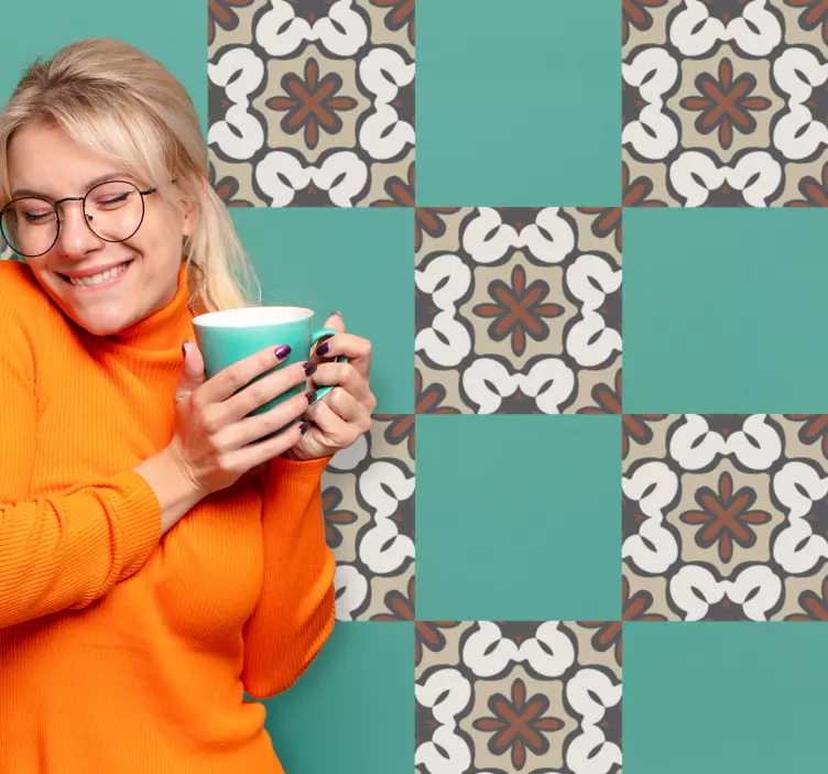 Nálepka na dlaždice geometrický béžový dizajn - Tenstickers