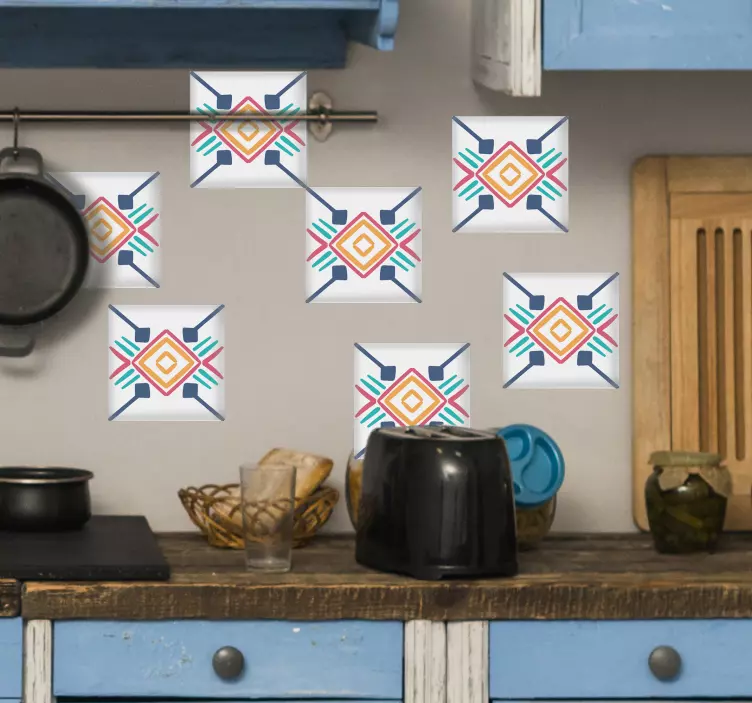 Nálepka na dlaždice geometrický farebný vzor - Tenstickers