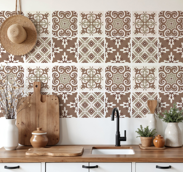 Nálepka na dlaždice hydraulická mocha mousse - Tenstickers