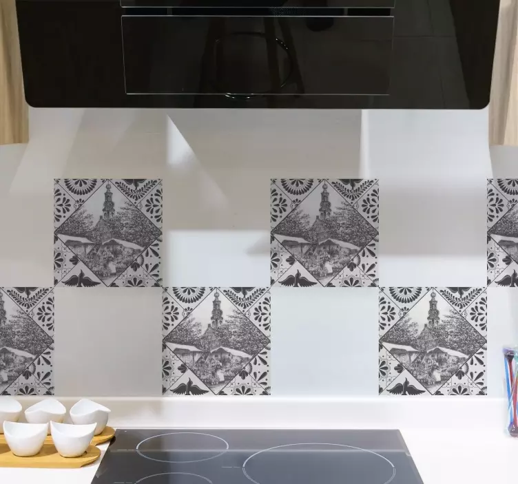 Nálepka na dlaždice s vintage dekoratívnym vzorom - Tenstickers