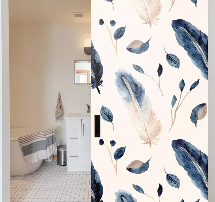 Nálepka na dvere elegantné vzory listov - Tenstickers