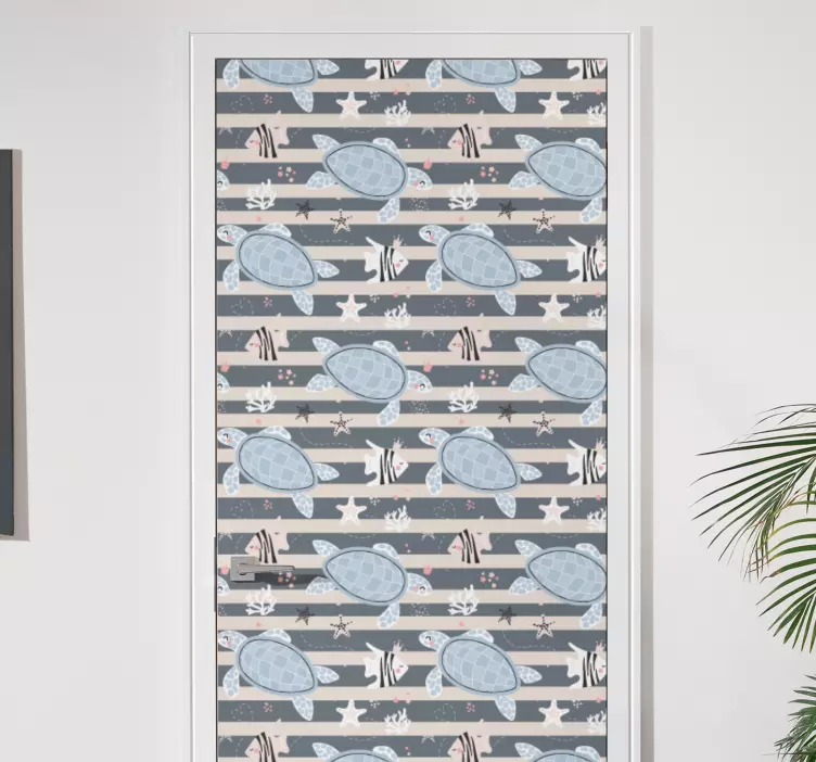 Nálepka na dvere vzor korytnačky - Tenstickers