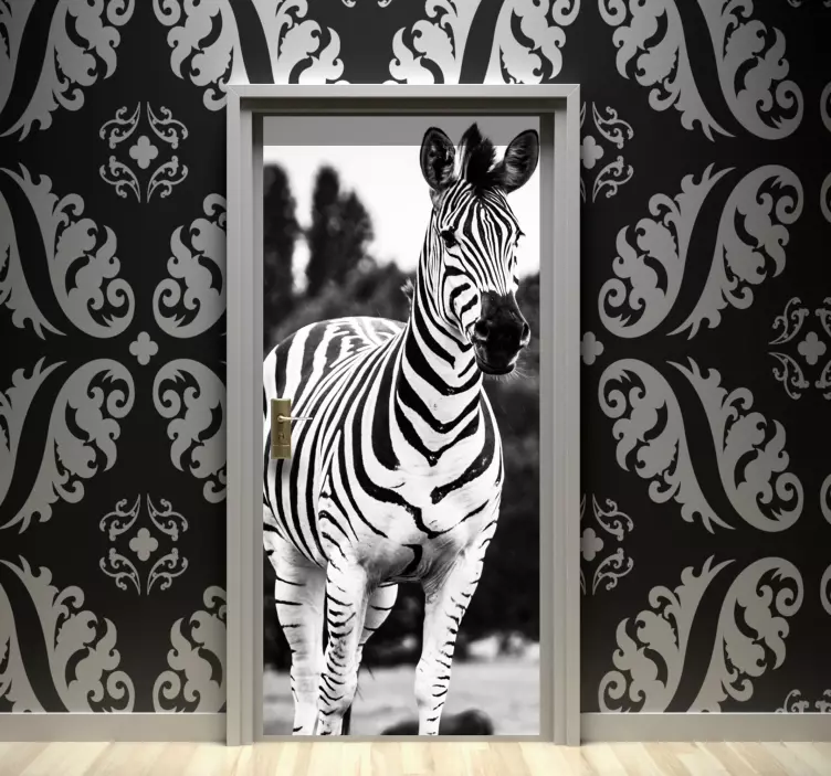 Nálepka na dvere zebra scéna - Tenstickers