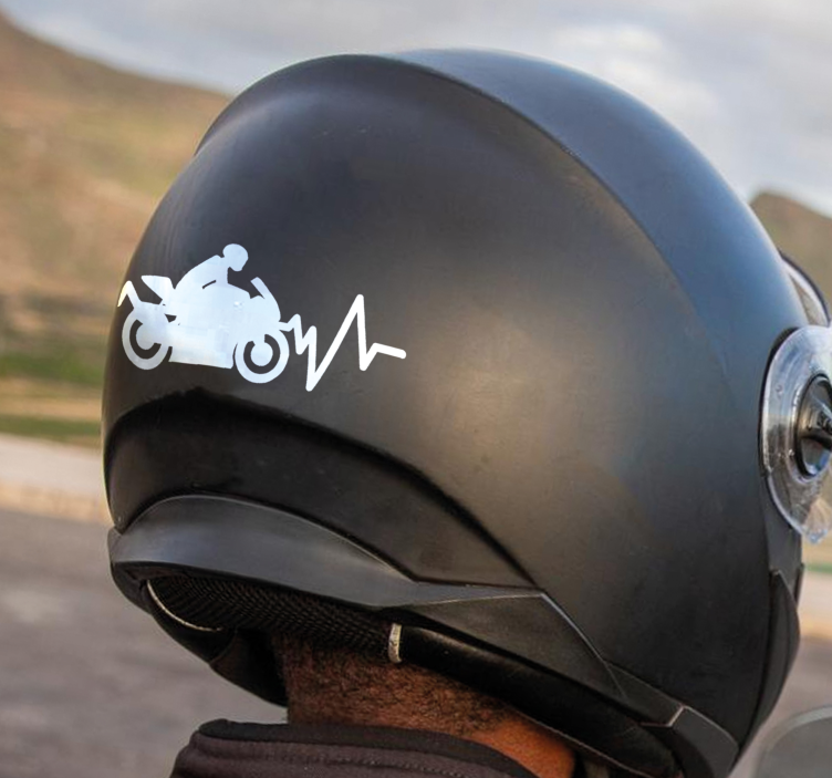 Nálepka na motorku dizajn srdcového rytmu motocykla - Tenstickers