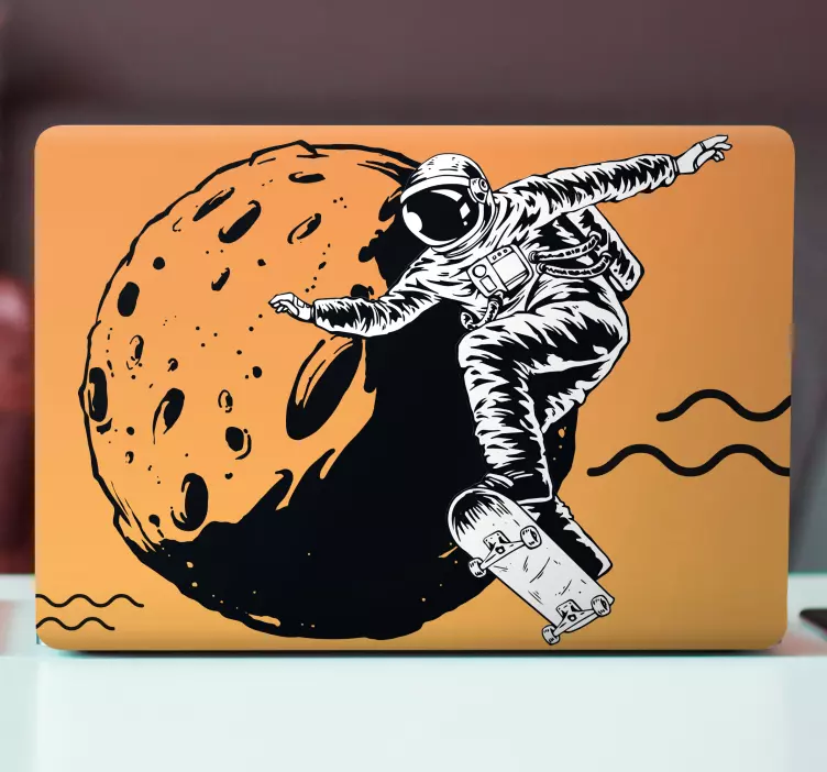 Nálepka na notebook astronaut skateboarding mesiac - Tenstickers