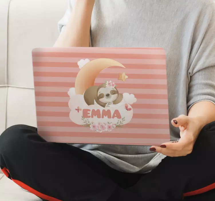 Nálepka na notebook dizajn mesiaca leňochoda - Tenstickers