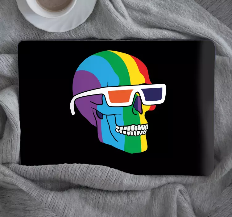 Nálepka na notebook farebný rám lebky - Tenstickers