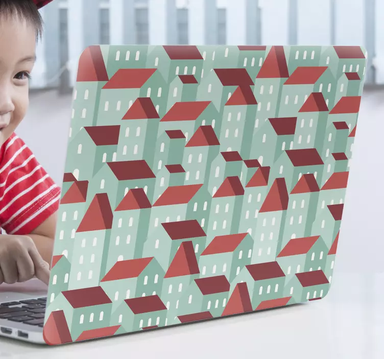 Nálepka na notebook farebný vzor domu - Tenstickers