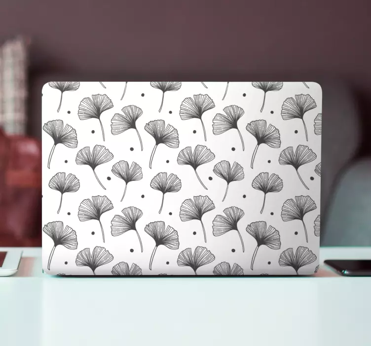 Gingko listy biele vzory notebookov - Tenstickers