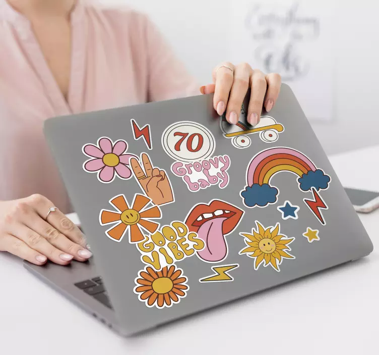 Nálepka na notebook hippie vibrácie - Tenstickers