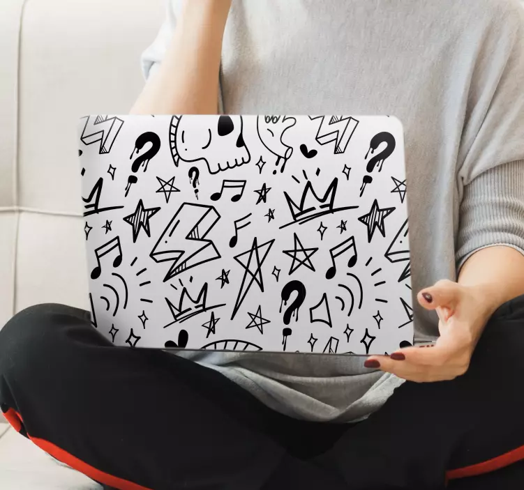 Nálepka na notebook hravý vzor lebky - Tenstickers