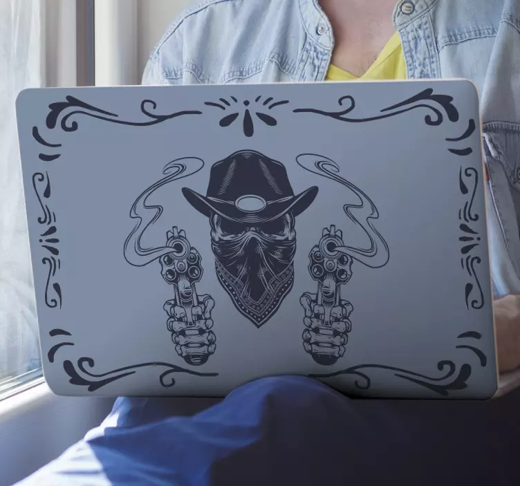 Nálepka na notebook kovboj so zbraňami - Tenstickers