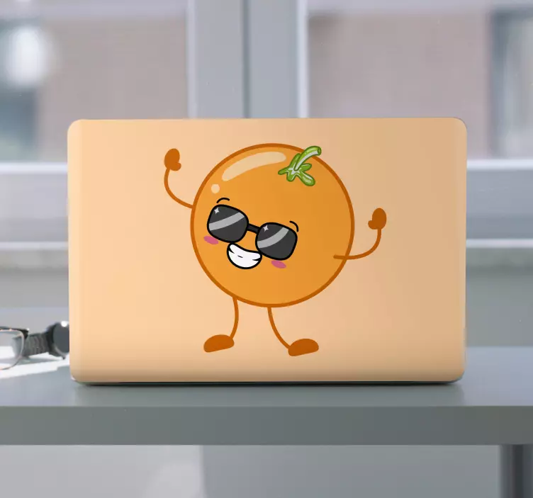 Nálepka na notebook šťastná oranžová postavička - Tenstickers