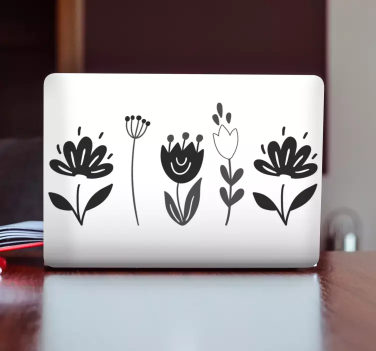 Nálepka na notebook štylizované kvetinové aranžmány - Tenstickers
