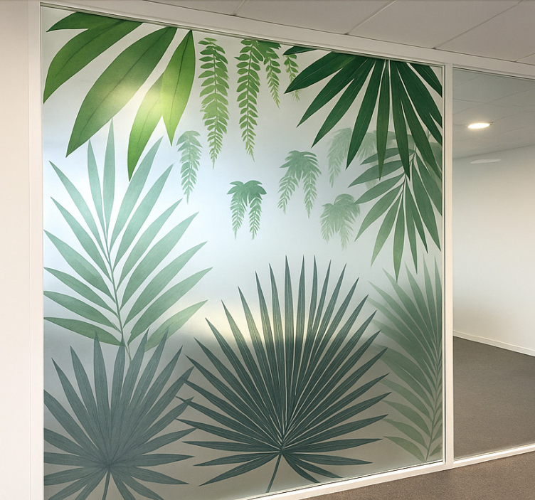 Nálepka na okno motív palmových listov - Tenstickers
