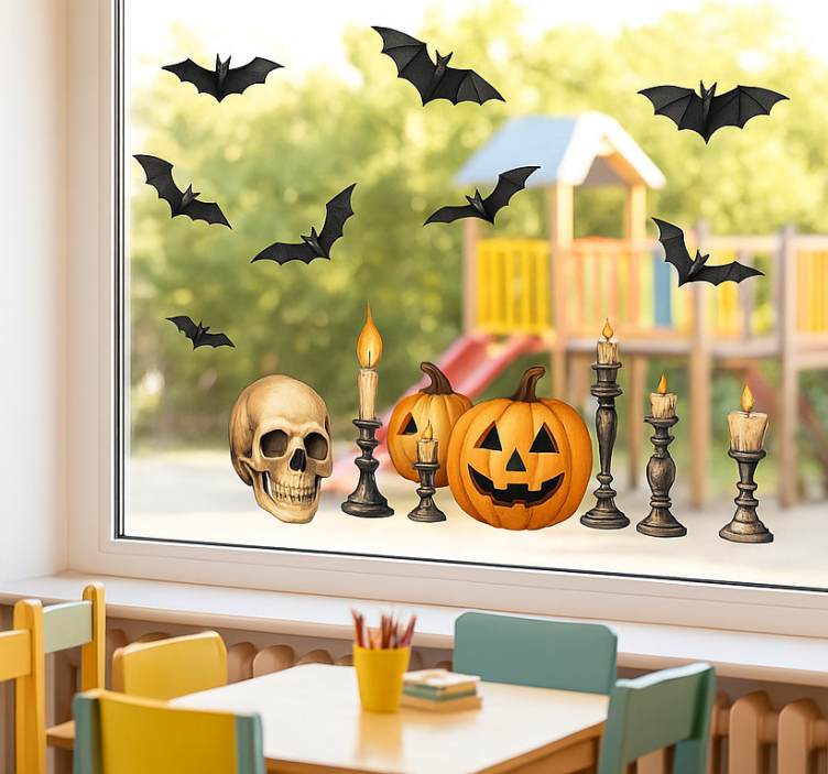 Nálepka na okno rôzne halloweenske dekorácie - Tenstickers
