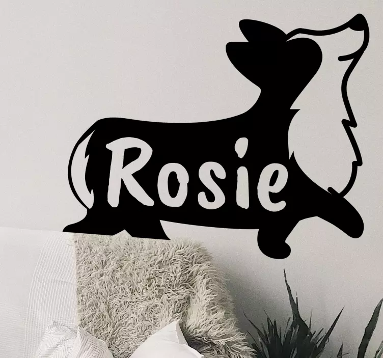 Nálepka s personalizovaným menom corgi silhouette pet - Tenstickers