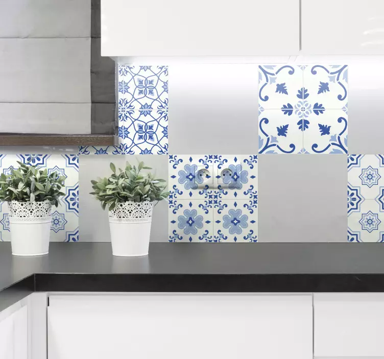 Nálepka na vinobranie modré dlaždice - Tenstickers