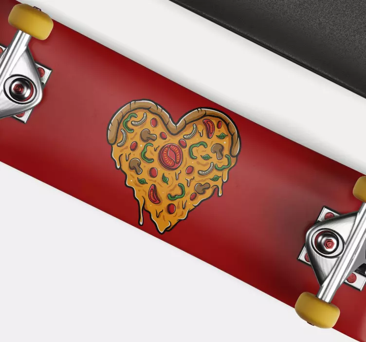 Nálepka na skateboard so srdcom pizza - Tenstickers