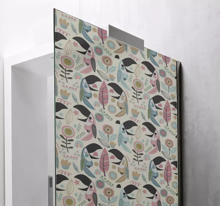 Nálepka na sprchu rozmarné vzory vtákov - Tenstickers