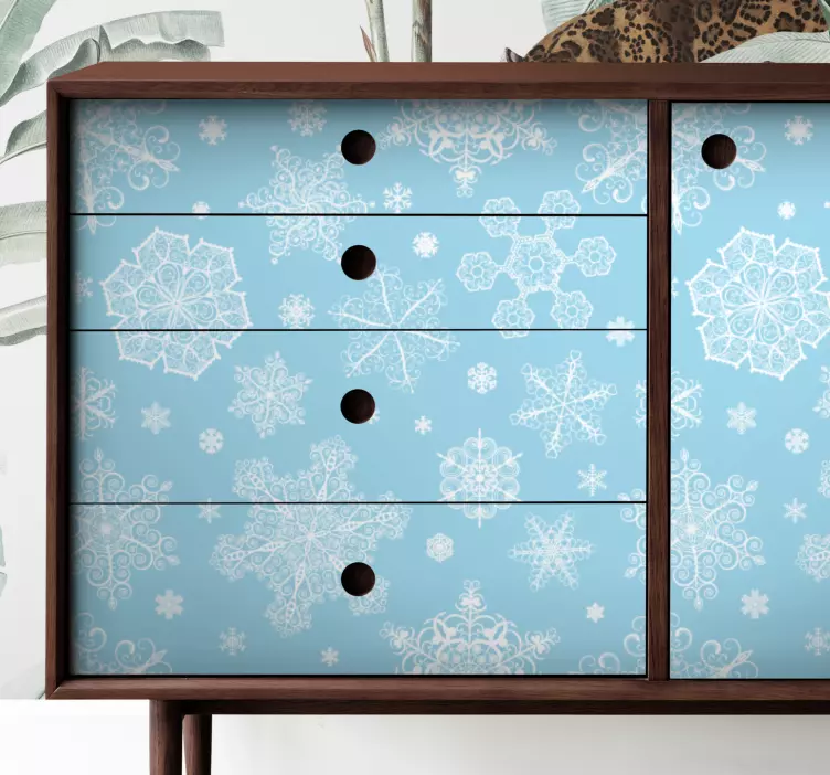 Snehové vločky na modrom pozadí vianočné nálepky - Tenstickers