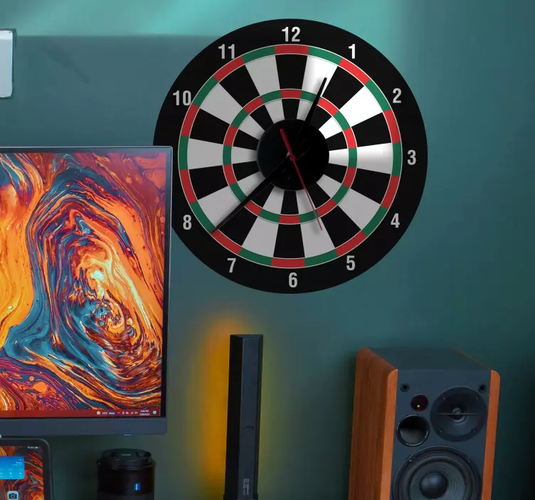 Hodiny samolepka na stenu terč na šípky - Tenstickers