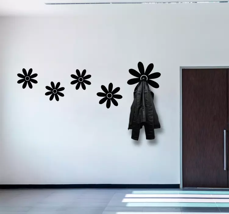 Nálepka na vešiak na šaty kvetinový aranžmán s háčikmi - Tenstickers