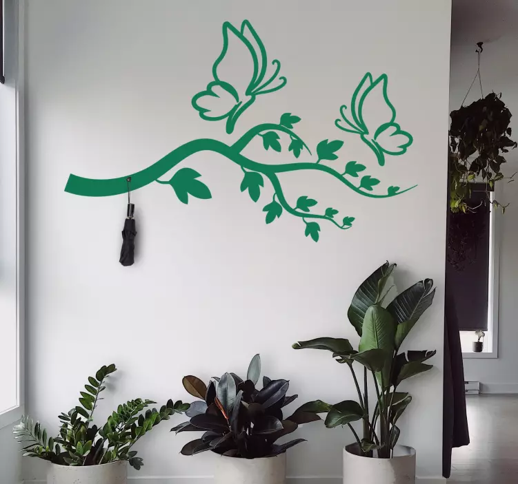 Nálepka na vešiak na šaty motýle na konári - Tenstickers