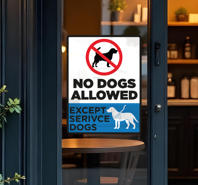 Nálepka na výklady no dogs allowed except service dogs - Tenstickers