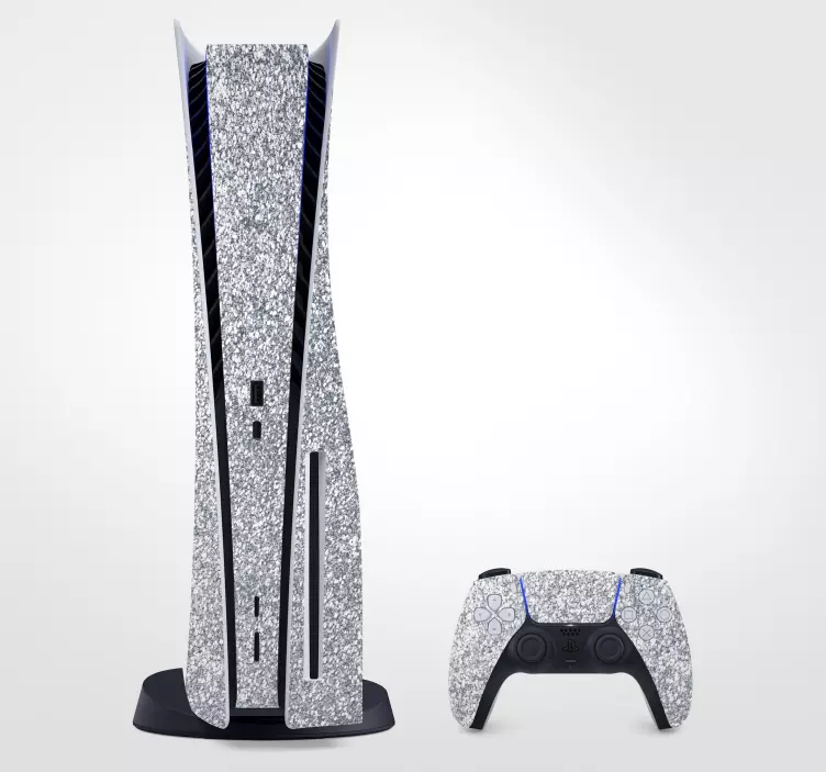 Lesklá strieborná pokožka s nálepkou ps5 - Tenstickers