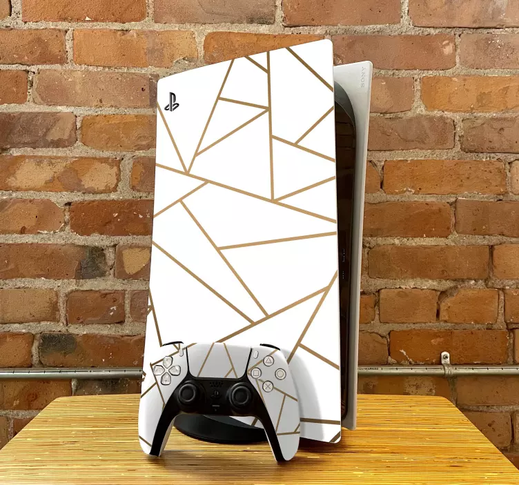 Nálepka ps5 so zlatými a bielymi čiarami - Tenstickers