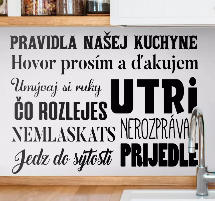 Nálepka na stenu pravidlá kuchyne - Tenstickers